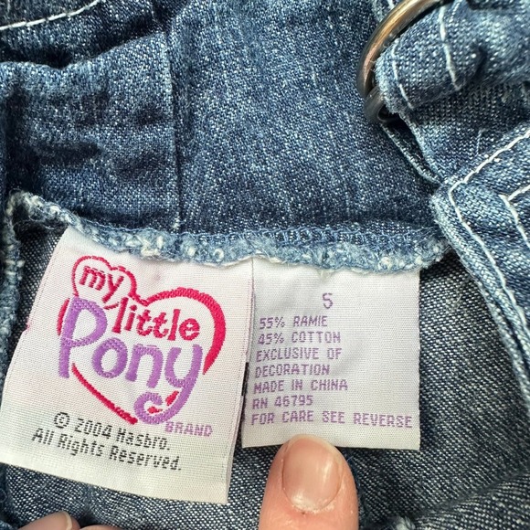 Vintage My Little Pony Girls Denim Jumper Dress Size 5 Snow'El Embroidered - Picture 3 of 8